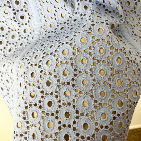 Susana Monaco Blue Silk Eyelet Lace Embroidery Mini Dress Size 2 - Picture 10 of 12